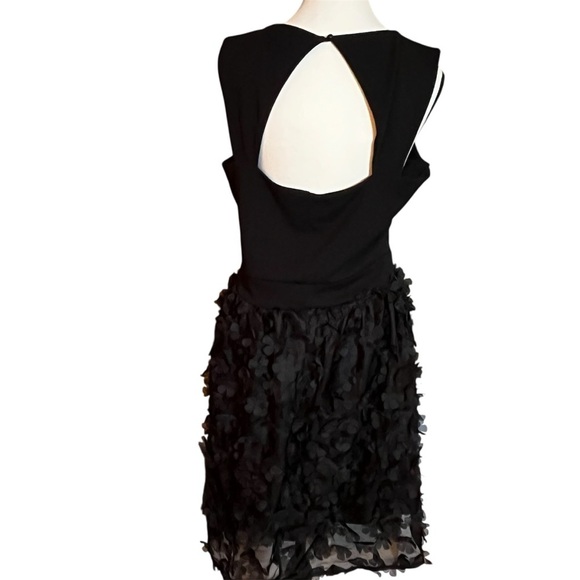 Carla Conti Black 3D Floral Cutout Back Cocktail Mini Dress Size XL NWOT Italy - Picture 2 of 9